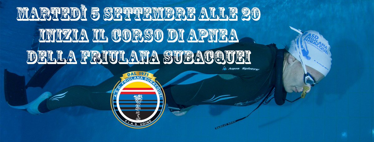 DOMANI Martedì 5 settembre alle 20 inizia il corso di #APNEA 
goo.gl/RB9XJK 
#freediving