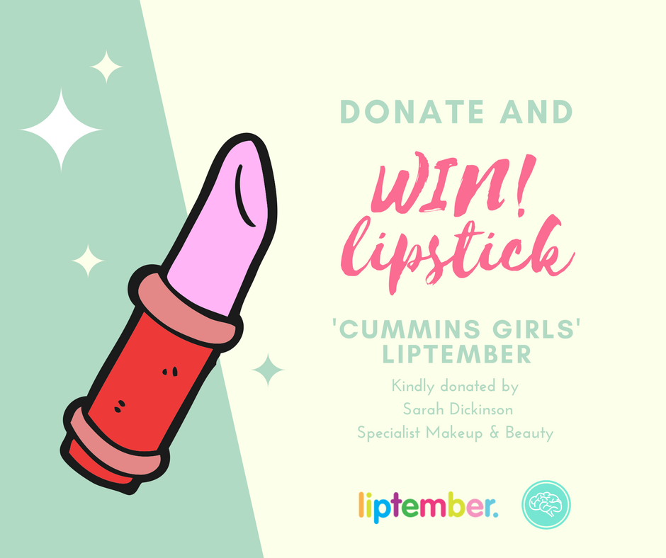 BehindMindBlog's tweet photo. WIN! @BehindMindBlog have joined 'Cummins Girls' for Liptember! Retweet to win! Bonus entry for donating: https://t.co/hr7KAJ4UQC
#liptember https://t.co/pJoTAuMJlj