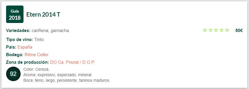 ritmeceller's tweet image. Puntuació Guia Peñin 2018! Etern 2014: 92/100 points 😃 #guiapeñin #puntuació #vi