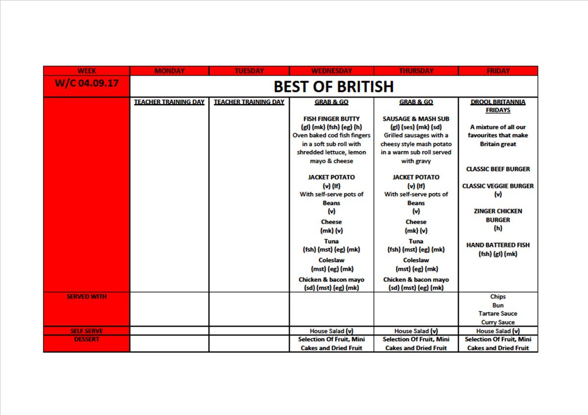 HorsforthFood's tweet photo. The holidays are almost over &amp; we hope you're all excited to get back to our great school meals! Take a look at what we're serving this week https://t.co/r7WpgS0DZZ