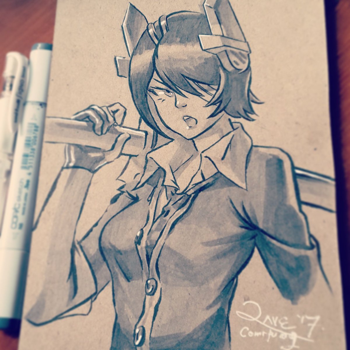 _delarave's tweet photo. Another #commission from #comifuro9. #Kancolle 's Tenryuu.

#illustration #fanart #sketchbook #inking https://t.co/4ENY8sUCfP