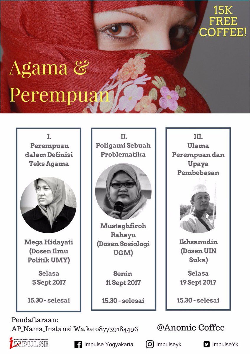 SeputarEvent's tweet photo. HARI INI! CLASS SERIES : Agama & Perempuan
di @anomiecoffee
#ClassSeries #AgamadanPerempuan #ImpulseJogja https://t.co/MDK9cucrGV
