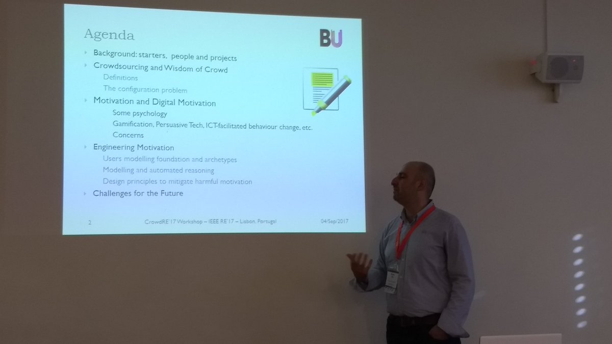 FabianoDalpiaz's tweet photo. At #crowdre, the PI of @bu_esotics shedding light on motivation in #reqeng @ieee_re https://t.co/Sq2OjRQEjL