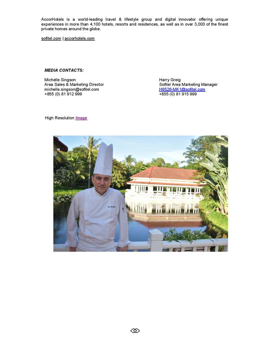 We are pleased to announce the arrival of our new Executive Chef, Eric Berrigaud at <a href="/SofitelAngkor/">Sofitel Angkor</a>! High Res: bit.ly/2xILMcM