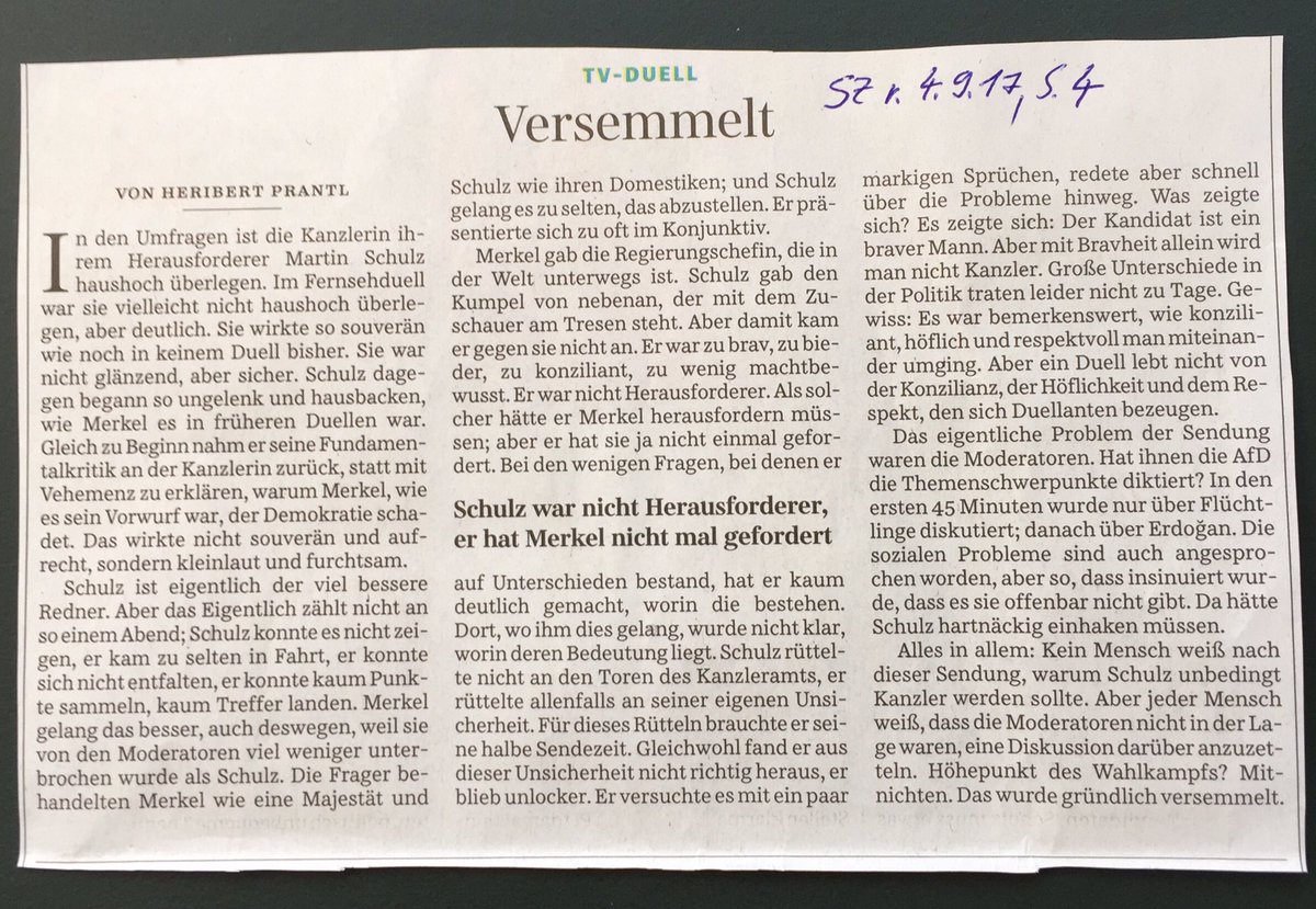 Amb_MSteiner's tweet photo. Heribert Prantl, SZ, nervt ja zuweilen mit seinem Blumenwortbarock, aber heute ist er wieder 'mal auf dem Punkt: https://t.co/euavJu1eTz