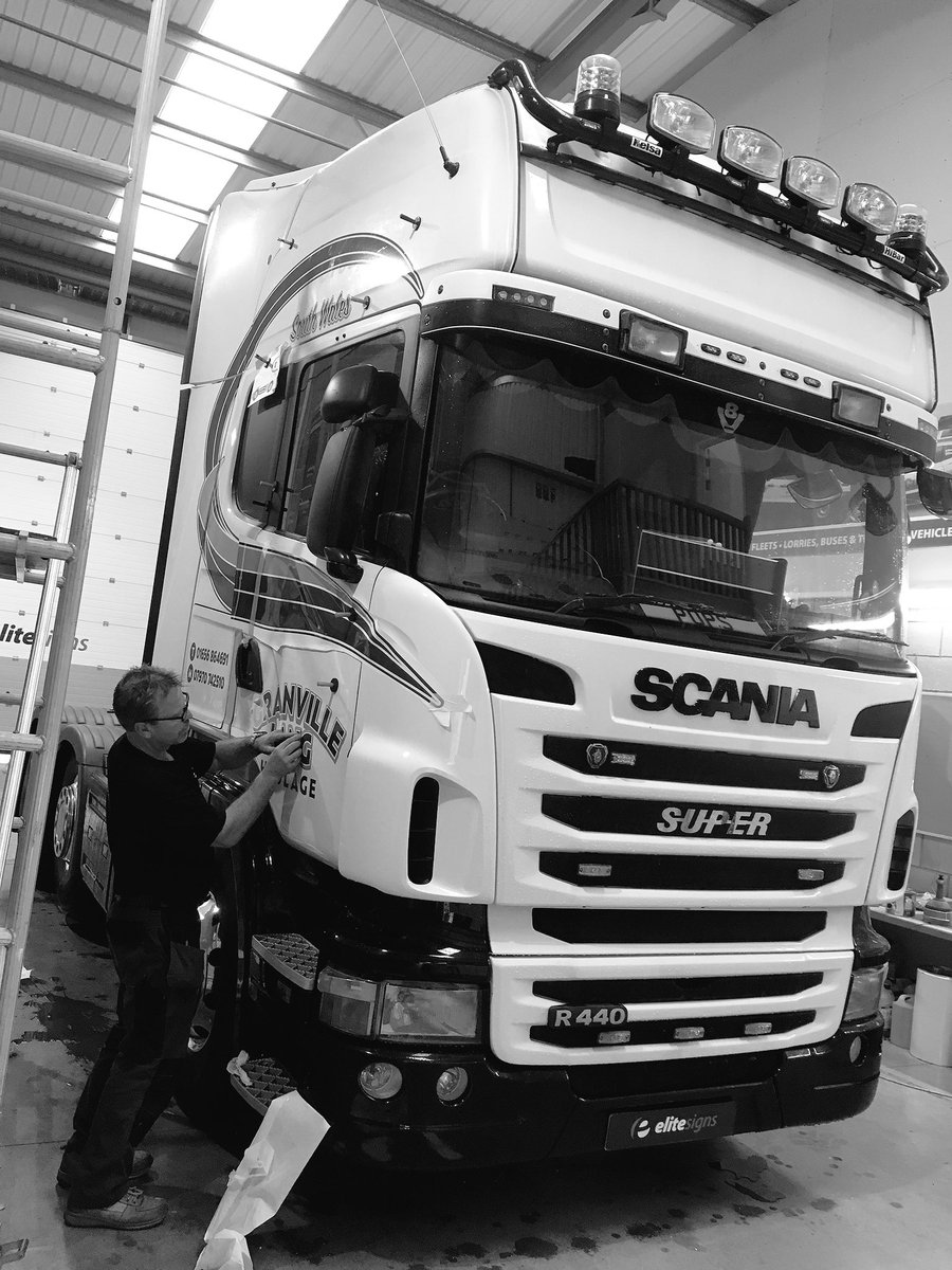 EliteSigns's tweet photo. A peak of the @ScaniaUK #lorrygraphics currently being transformed in our #vehiclebay for #GranvilleLang #Haulage #SouthWales @Metamarkuk https://t.co/w4C1aHcW74