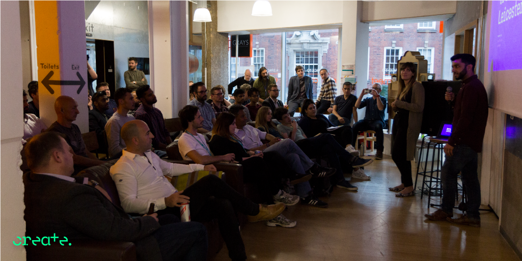 CreateLeics's tweet photo. Our hosts for the evening, Sanjay & Jenny kicking off the first Create Leicester. #createleicester #digitaldesgin https://t.co/JPK293j0rw