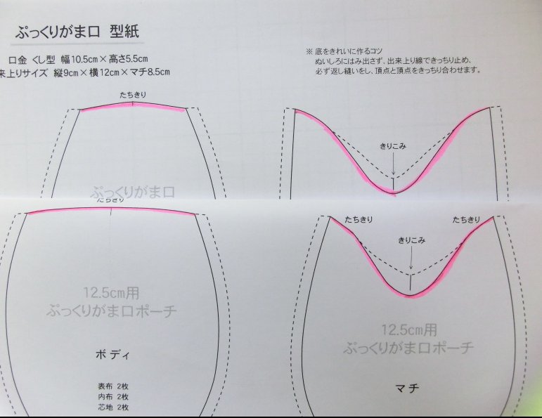 まり 手作り屋万莉 がま口の作り方と口金のお店 モーメントに収録のため過去記事を上げます 13 11 17 です １５ｃｍのぷっくりがま口を作りたい場合１２ ５ｃｍの型紙を拡大すれば使えますか がま口 がまぐち がま口の作り方 手作り