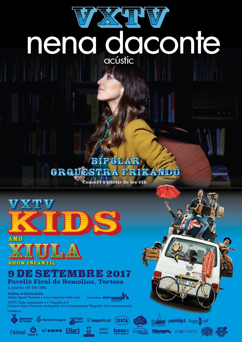 vapertuvidal's tweet photo. SORTEIG 7è #VXTV! Segueix-nos, fes RT al cartell i guanya una entrada per al concert de @nenadaconte! 9 setembre al Pavelló Firal #Tortosa https://t.co/2v3autVtvn