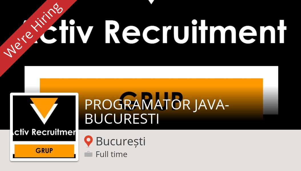 recrutareactiv's tweet image. #PROGRAMATOR #JAVA- BUCURESTI at #ActivRecruitmentGrup (#București) #job workfor.us/3l1vn59
