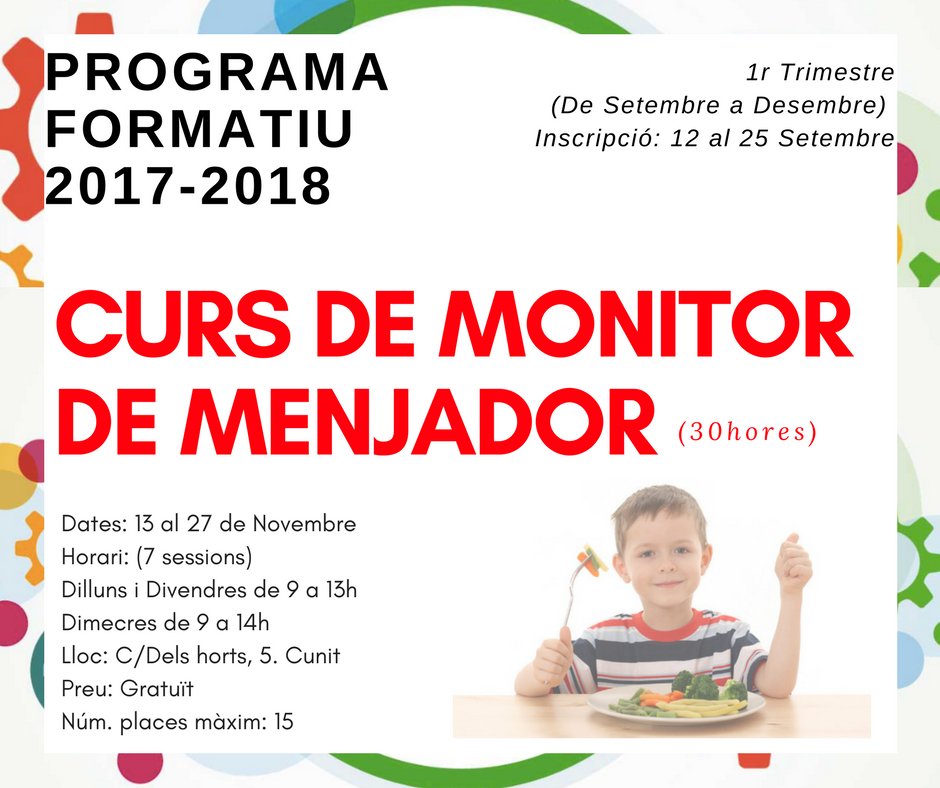 SOMCunit's tweet photo. 📣 #ProgramaFormatiu:
➡️ Vols treure't el títol de monitor de menjador?
Ara tens l'oportunitat ✅

#CursMonitorDeMenjador #Formacio #Cunit https://t.co/hPbJzXhT2g