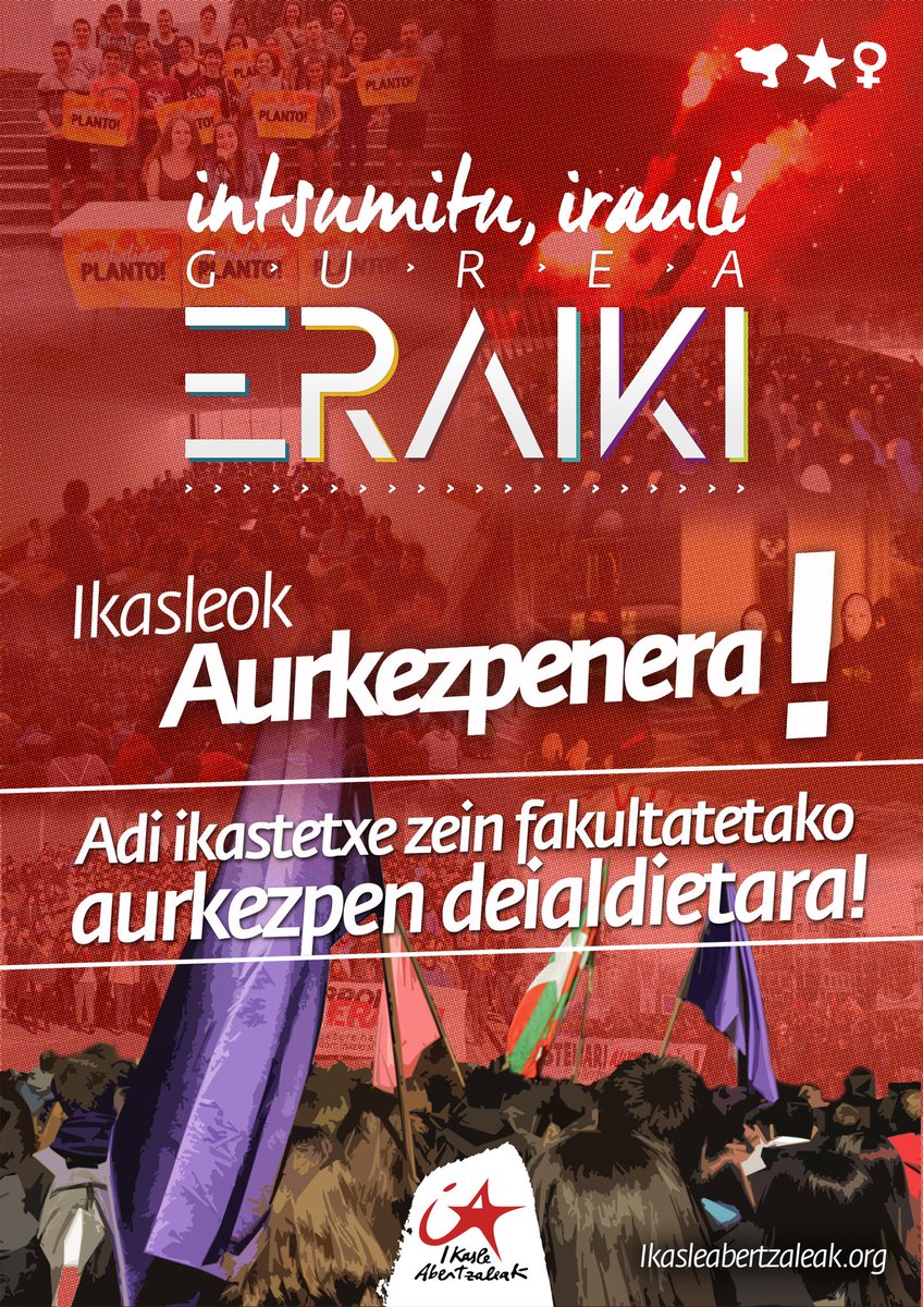 IASozialista's tweet photo. Badator ikasturte berria, adi ikastetxe zein fakultatetako aurkezpen deialdietara! INTSUMITU, IRAULI, GUREA ERAIKI! https://t.co/ACBqQ687QO