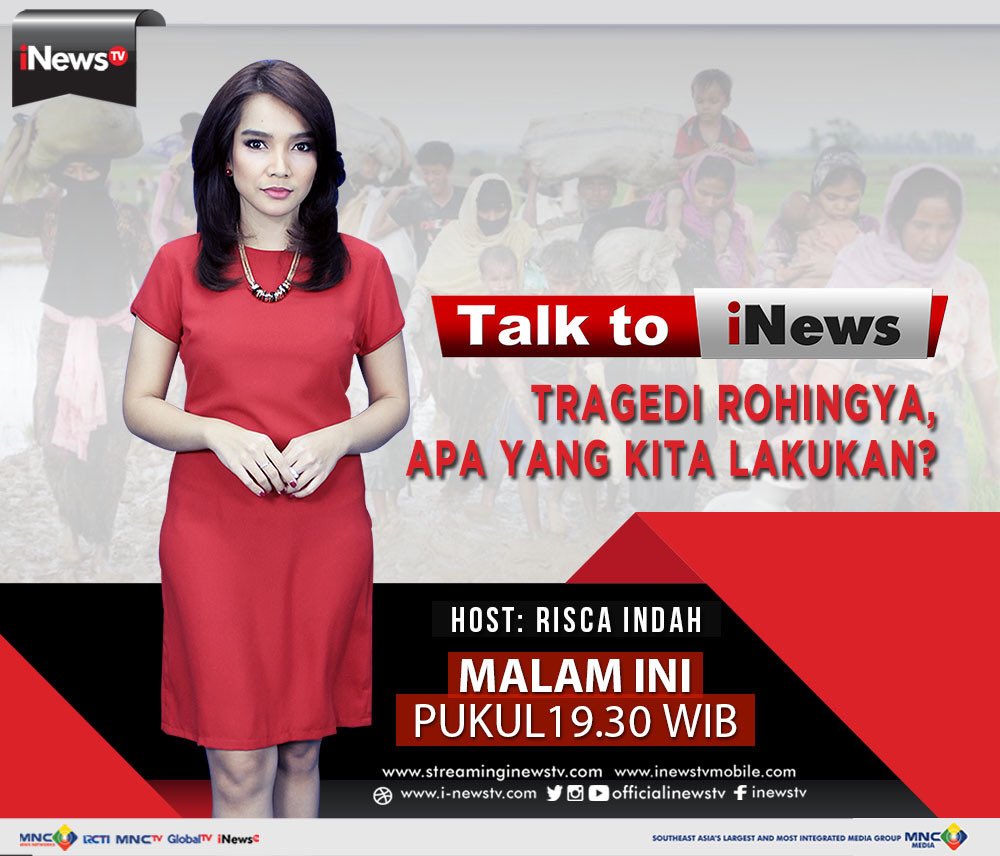 hanafilukman's tweet photo. Apa saja yg sdh dilakukan Pemerintah&amp; para Relawan untuk Rohingnya? Tonton yuk di @OfficialiNewsTV Live 19.30 WIB @rischaindah https://t.co/OMyDZzZOgX