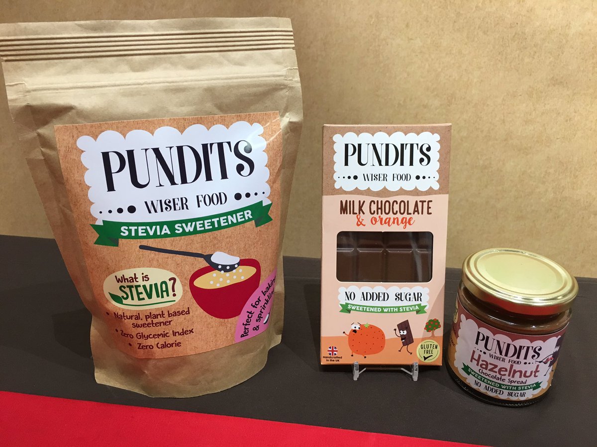 Pundits_UK's tweet photo. Try our 'no added sugar' guilt-free chocolate range at stand 3283. Sweetened with stevia and tastes wow! #SFFF17 https://t.co/cNdyUO1m0u