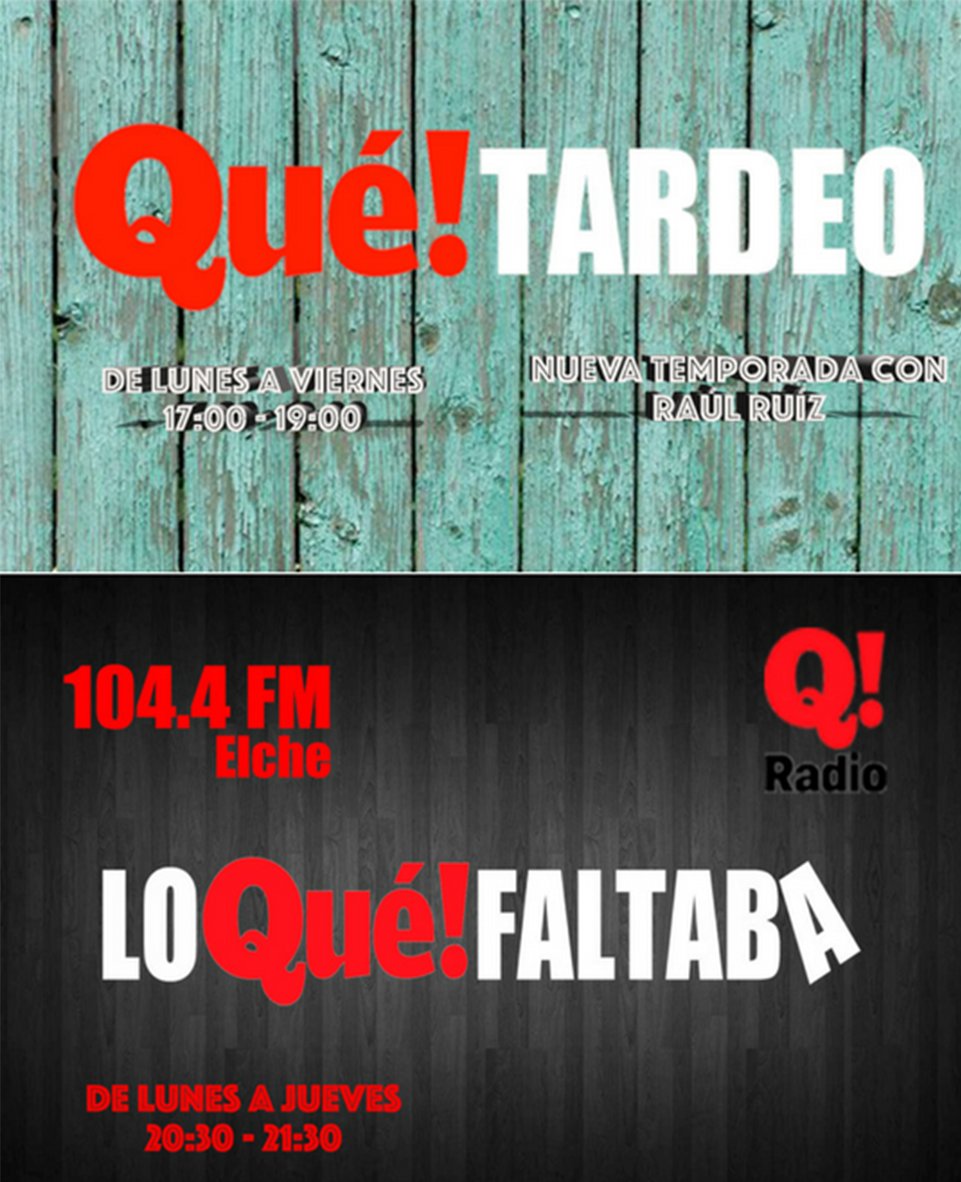 Onda_ilicitana's tweet photo. Hoy a las 17:00, Qué Tardeo !!! Con @RaulRuizJavaloy y a las 20:30 Lo Qué Faltaba! Con @GineToral al mando! #quetardeo #loquefaltaba https://t.co/MgekiWtcWz