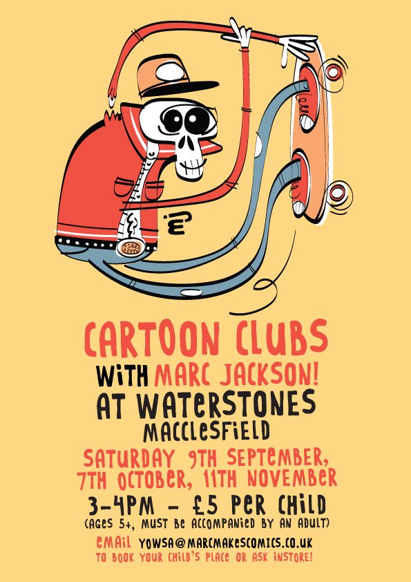 MARCmakescomics's tweet photo. I have spaces left for this Saturday’s cartoon club at @WaterstonesMacc drop me a line! https://t.co/vxMcRB5ydM
