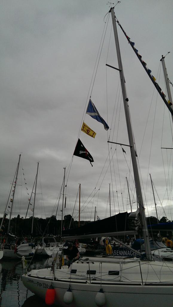 Jolly Roger hoisted, off to meet the Queen! #qcopening