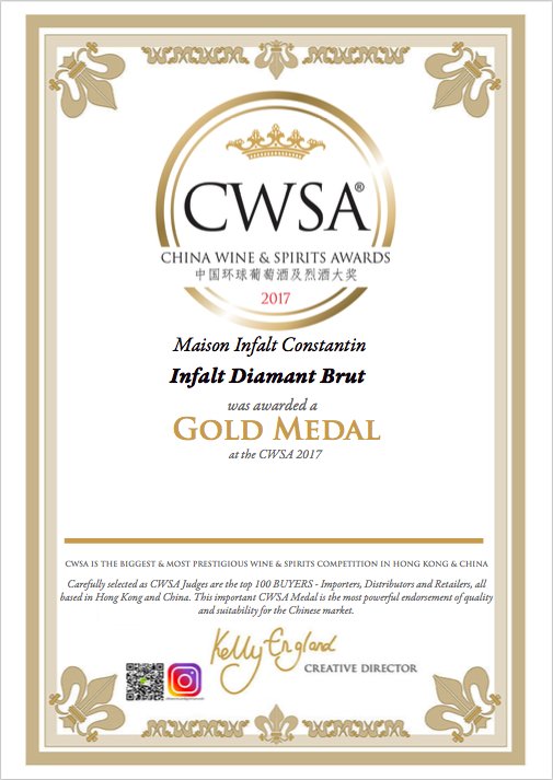 INFALT_'s tweet photo. #INFALT is happy to have been awarded the #Gold #medal at the #CWSA China Wine&amp;Spirits Award This medal proves our quality-oriented work🏅🍾🍇 https://t.co/yOIPluVRE6
