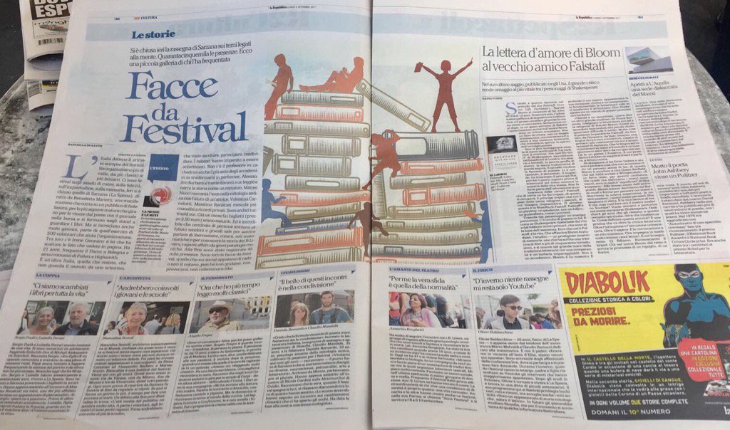 FestdellaMente's tweet photo. "Facce da Festival": su @repubblica di oggi l'articolo di R. De Santis dedicato al #FdM17 e al suo pubblico! https://t.co/CM79BJPYeJ