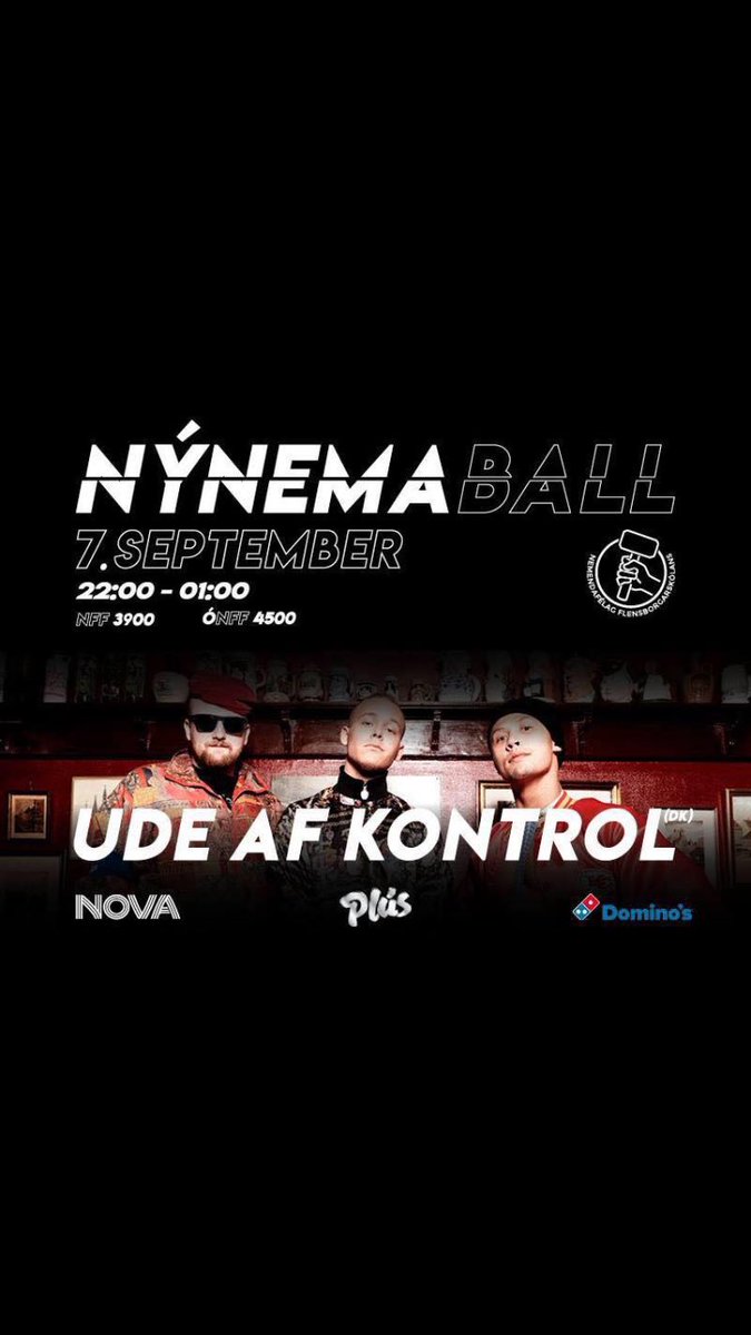 RT OG ÞÚ GÆTIR UNNIÐ MIÐA Á NÝNEMABALL FLENSBORGARSKÓLANS FT UDE AF KONTROL!!
DREGIÐ Á MIÐVIKUD!!