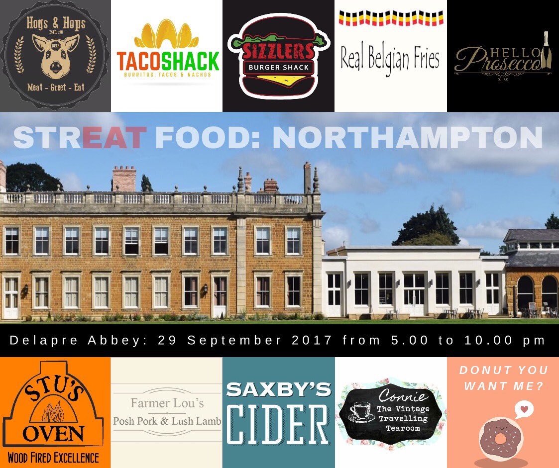 streatfood_NN's tweet photo. The line up for our #streetfood event @DelapreAbbey on 29.09.17 (5-10pm) is already great but still 2 more to come! #CelebrateNorthampton https://t.co/BiU0TExY9s