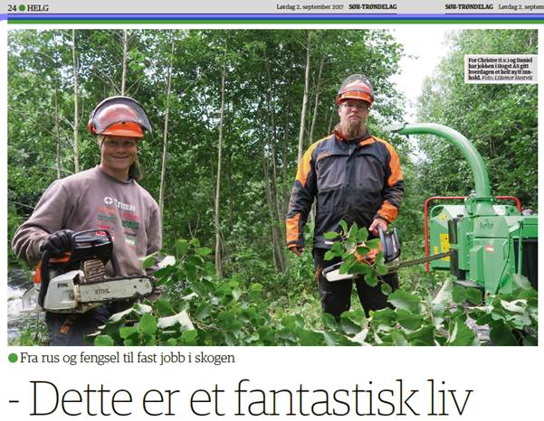 TronderEnergi's tweet image. Fra rus og fengsel til fast jobb i skogen! @hogst_as er #sosent i praksis. Skaun kommune går foran som kunde. Flere kommuner er velkomne!