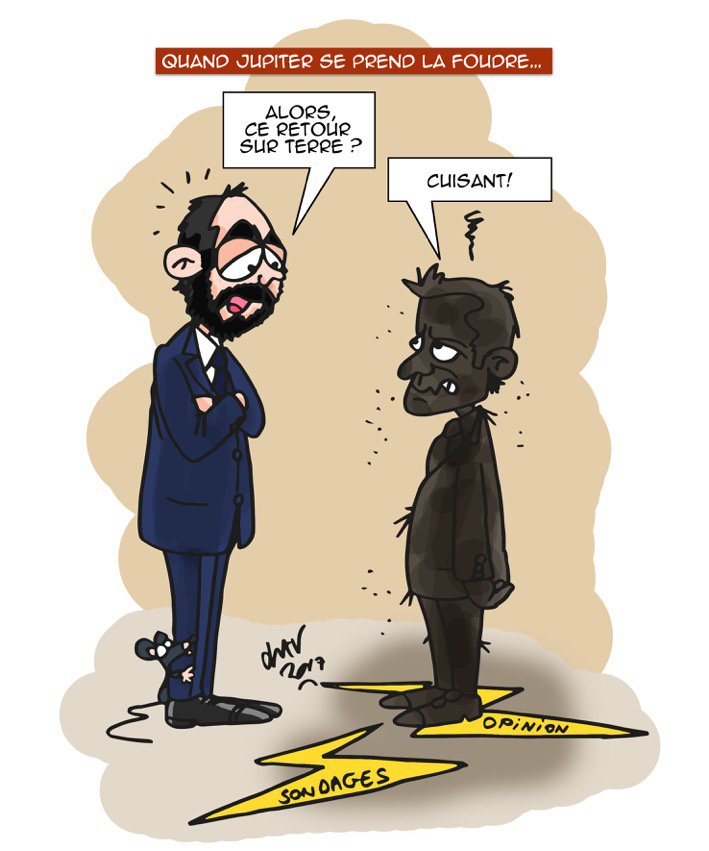 lesRepublicains's tweet image. Découvrez le dessin de la semaine : quand Jupiter se prend la foudre ⚡