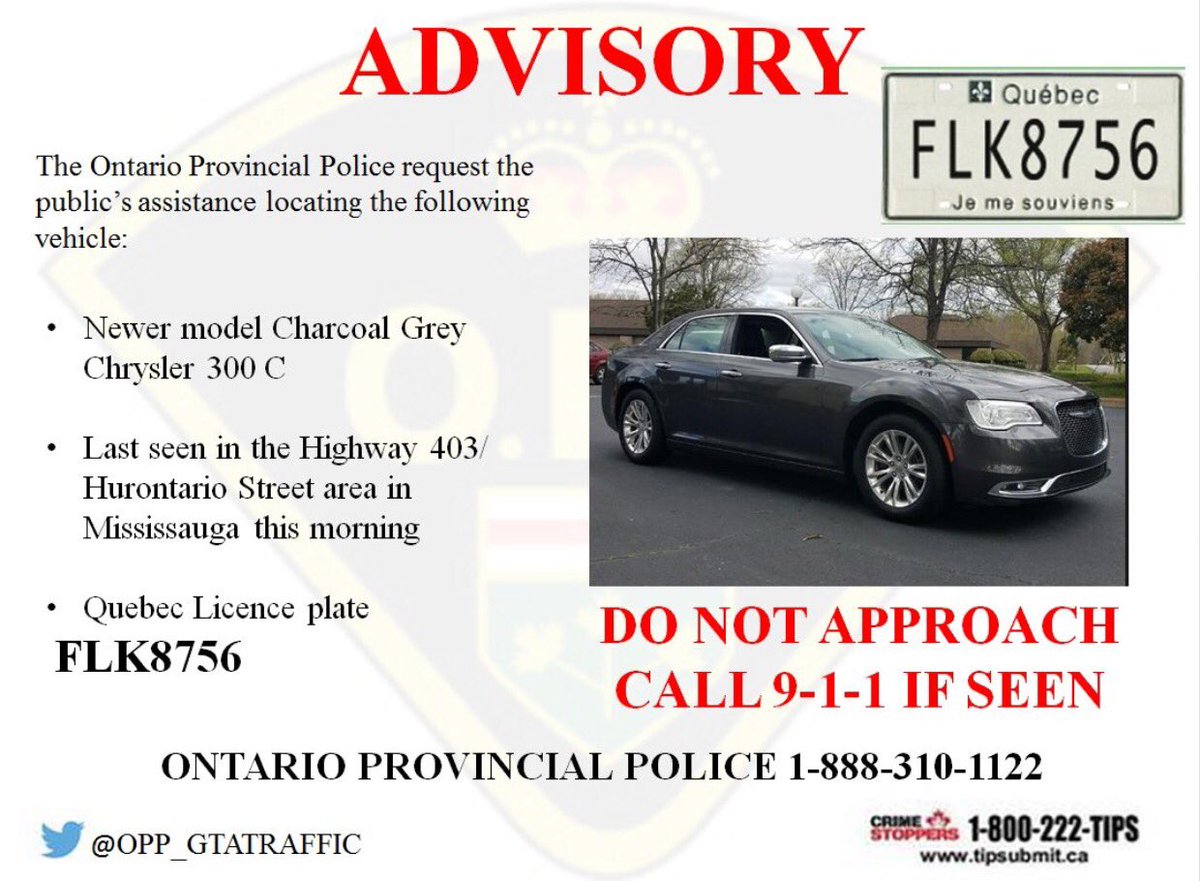 This is the vehicle police are looking for after an officer was dragged during a traffic stop on Hurontario &amp; HWY 403. <a href="/CHCHNews/">CHCH News</a>