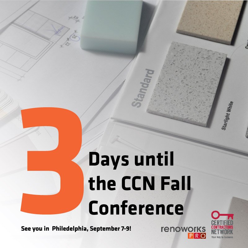 RenoworksPro's tweet photo. 3 days to #CCNFallConference! Find us to learn about the most powerful tool for Serious Contractors - Renoworks Pro. @contractorsnet https://t.co/YBUJFAMGdN