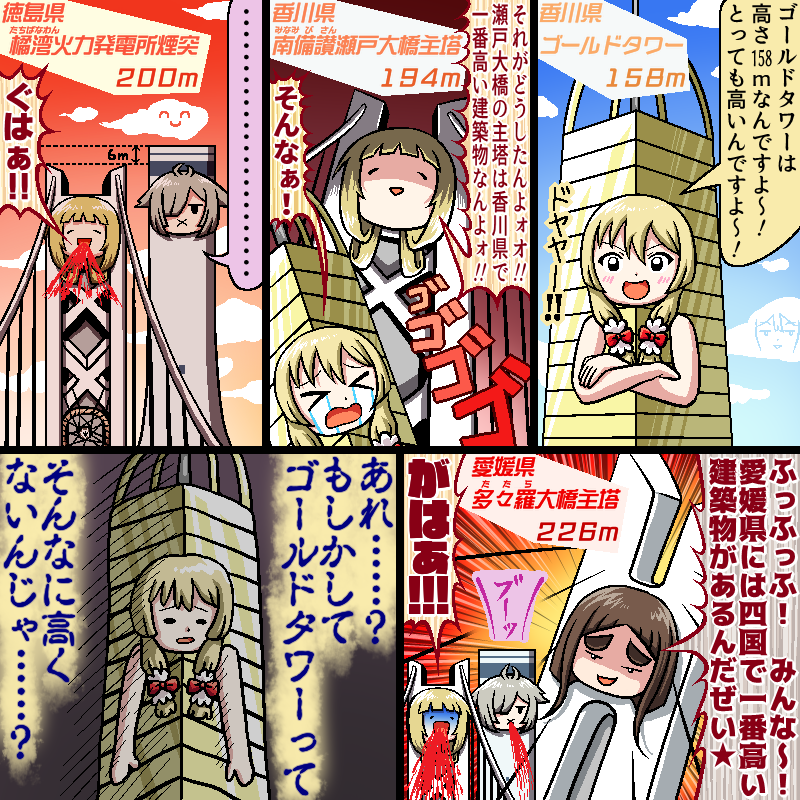 四国にある建築物の高さに関する漫画を描きました 
