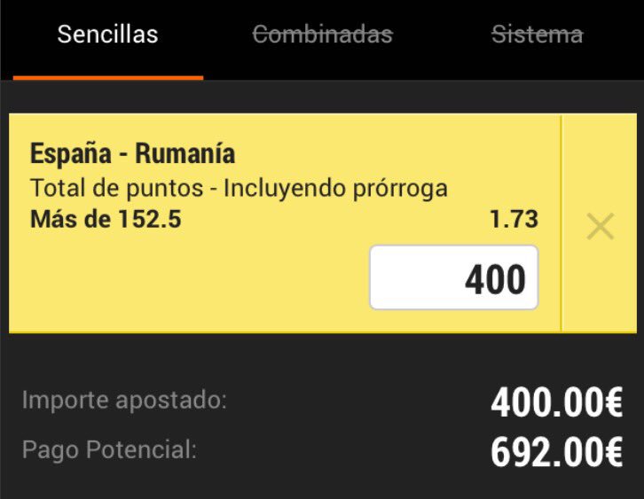 Paulabets's tweet photo. 🌍 #Eurobasket   
🏀 España - Rumanía
💥 +152,5
🌀 1.73
🔥 Stake 4
⏰ 19:30h https://t.co/WEuHz8OWeJ