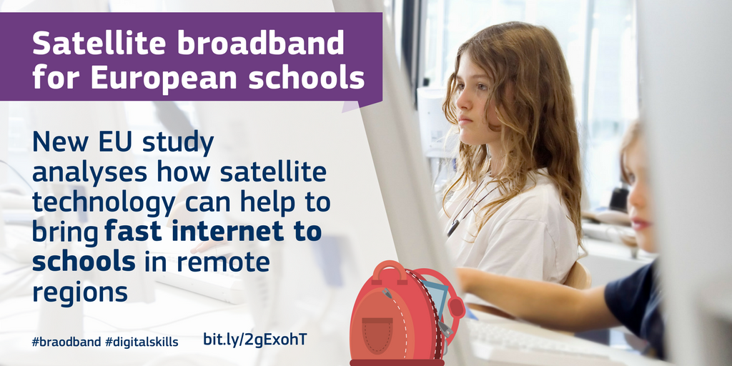 DigitalEU's tweet photo. Satellite #broadband: a solution to close the digital gap for schools in remote areas. Check out this new study https://t.co/WhmXmWcUAi https://t.co/HXMOVO1dVp