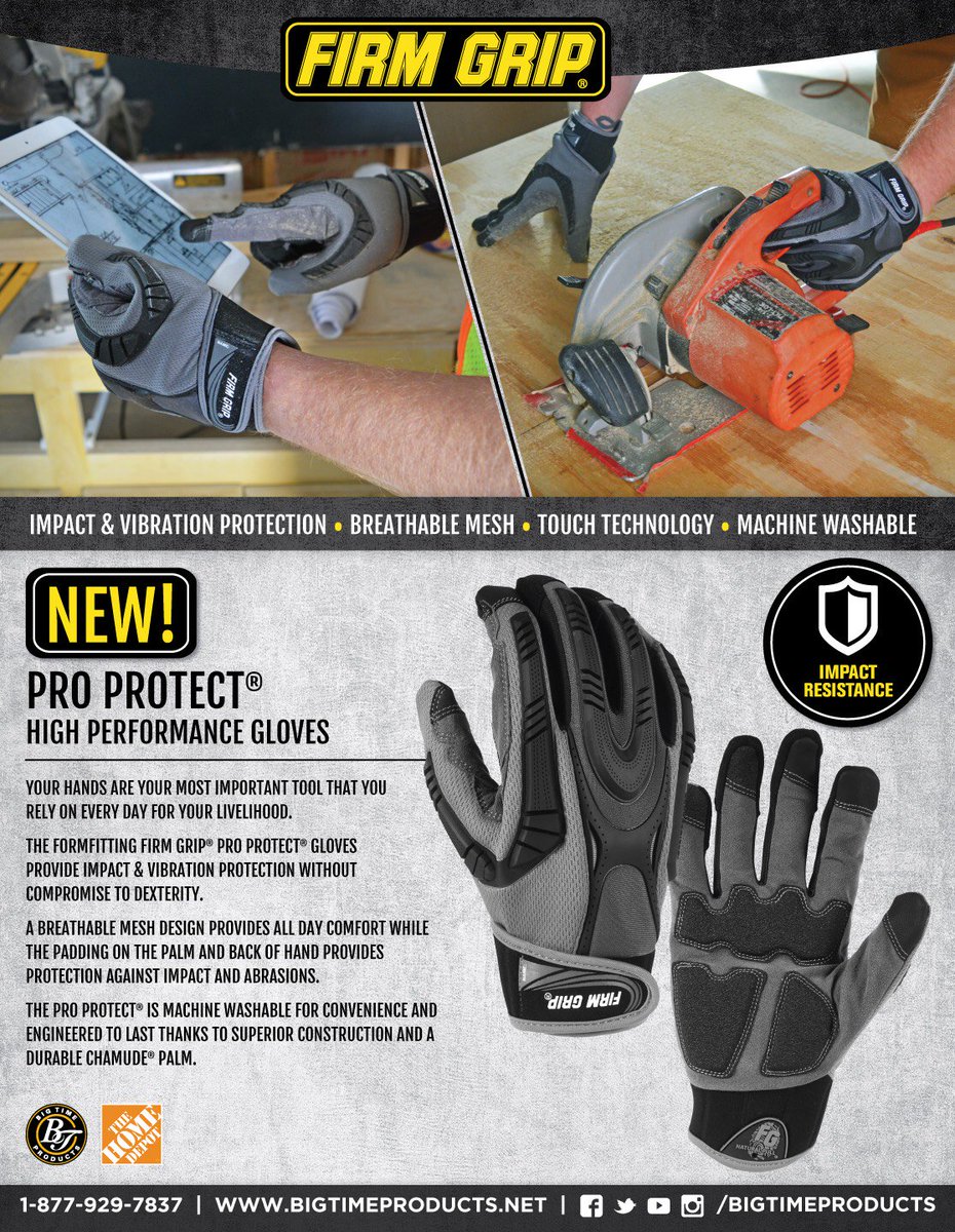 Firm_Grip_Glove's tweet image. Pick up your #FirmGrip #ProProtect Impact &amp;amp; Vibration Resistant High Performance Gloves @HomeDepot. goo.gl/yPCEqq #GlovesThatWork