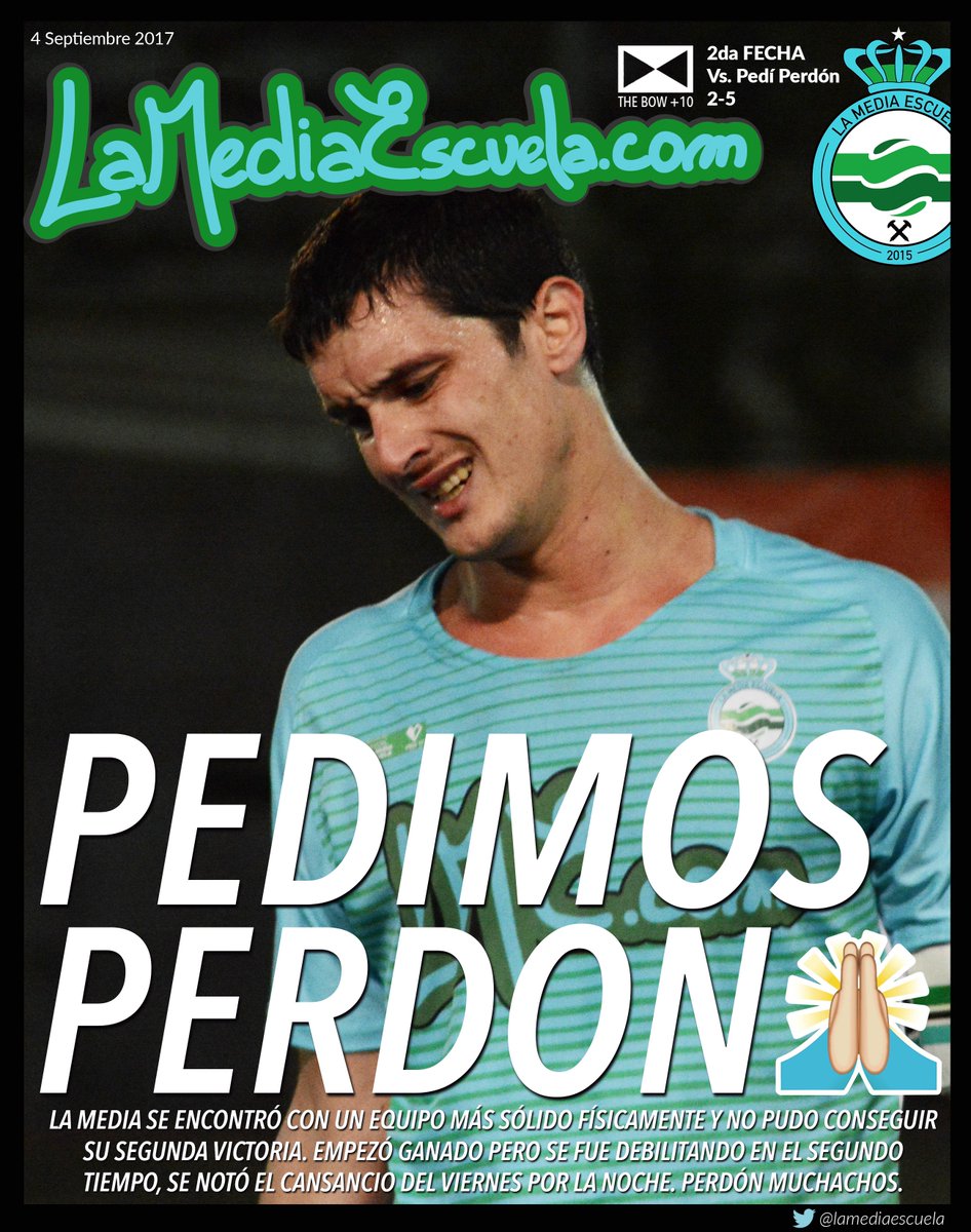 lamediaescuela's tweet photo. Derrota en la segunda fecha. A levantar como en la noche!
#lme #vamoslamedia #thebowmas10 #nochesalegres #felizcumplekuatz ⚽️🗞️💚💙 https://t.co/RVqXHS5PW2