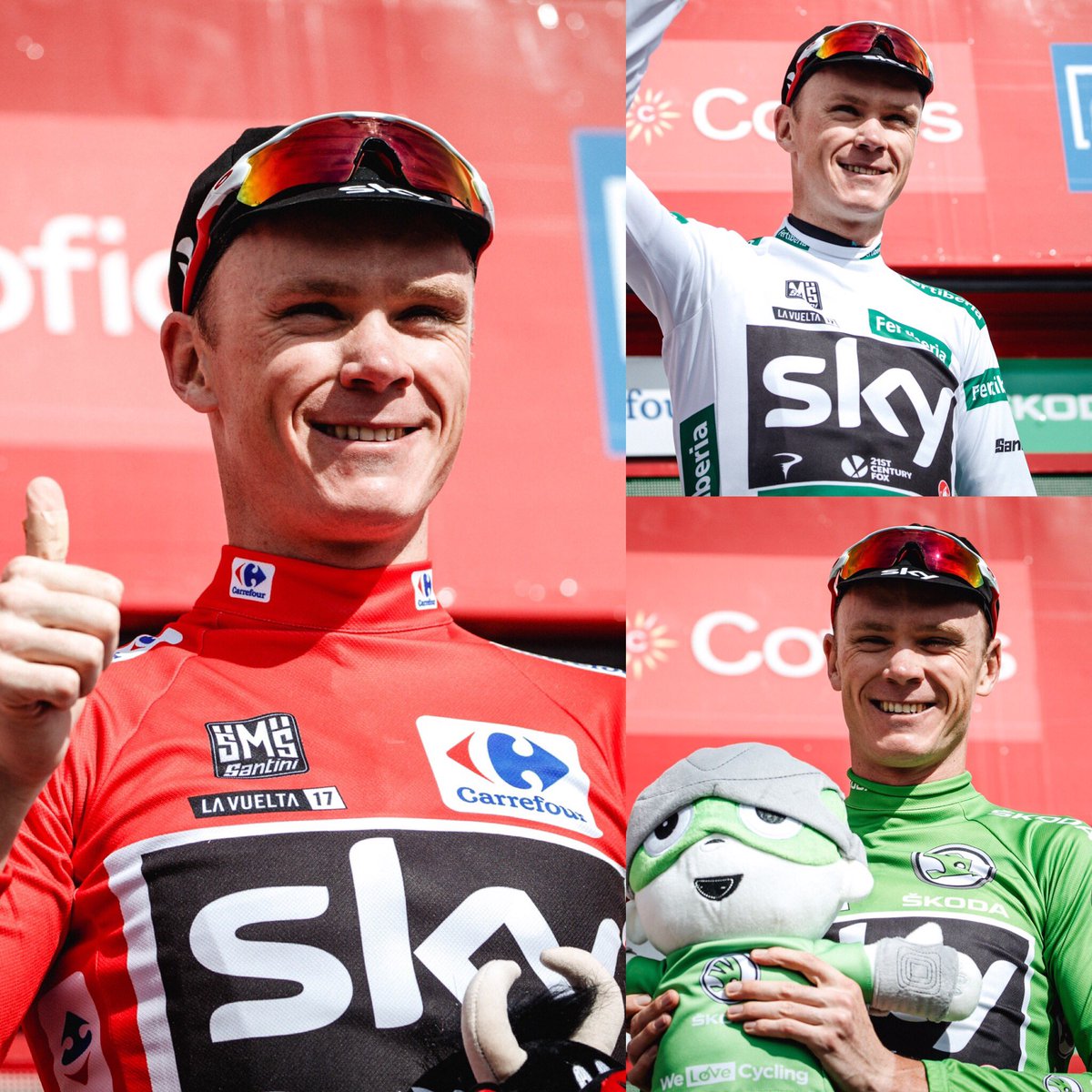 chrisfroome's tweet photo. 2nd rest day of #LV2017 &amp; holding 🔴⚪️💚 
So grateful to have such an epic team around me on &amp; off the bike! Thanks guys 👍😁  
📸 @BrakeThrough https://t.co/kXMTYY2Nic