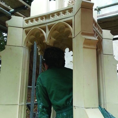 ClivedenConserv's tweet photo. Thank you @Countrylifemag for featuring the recreation of the Gothic Cross @NTStowe, a fascinating #coade stone project for us #conservation https://t.co/yFngdmYjta