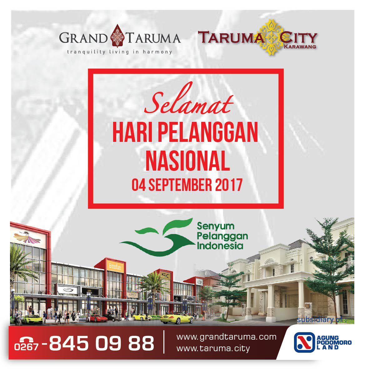 grandtaruma's tweet photo. Selamat hari Pelanggan Nasional 04 Sept 2017
info.0267.8450988 #apl #agungpodomoro #bangunindonesia #jelang48apg #HariPelangganNasional https://t.co/3XNIHpCxN6