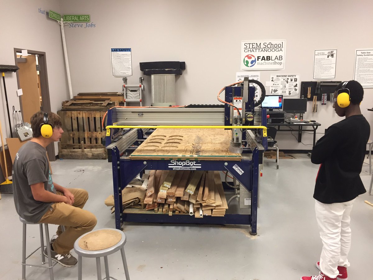 STEMFabLab's tweet photo. .@STEMcha students go from CAD to CAM with @adskFusion360 and @ShopBotTools for their @SignalCenters Mobile Art Desk #prototypinginaction https://t.co/hqzYs4yz4T