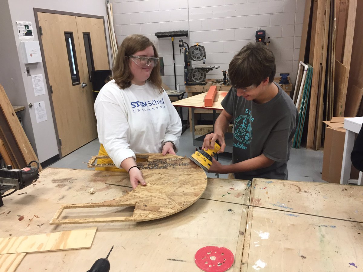 STEMFabLab's tweet photo. .@STEMcha students go from CAD to CAM with @adskFusion360 and @ShopBotTools for their @SignalCenters Mobile Art Desk #prototypinginaction https://t.co/hqzYs4yz4T