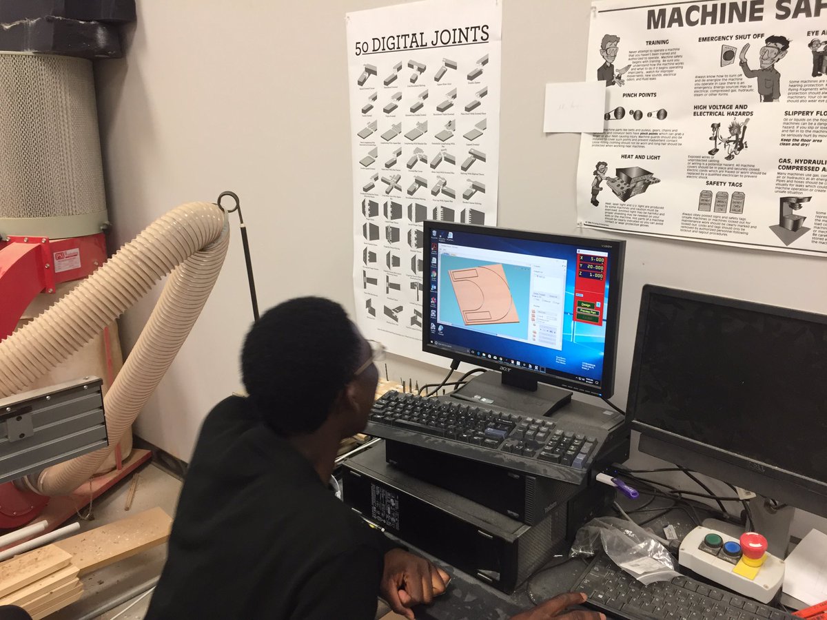 STEMFabLab's tweet photo. .@STEMcha students go from CAD to CAM with @adskFusion360 and @ShopBotTools for their @SignalCenters Mobile Art Desk #prototypinginaction https://t.co/hqzYs4yz4T