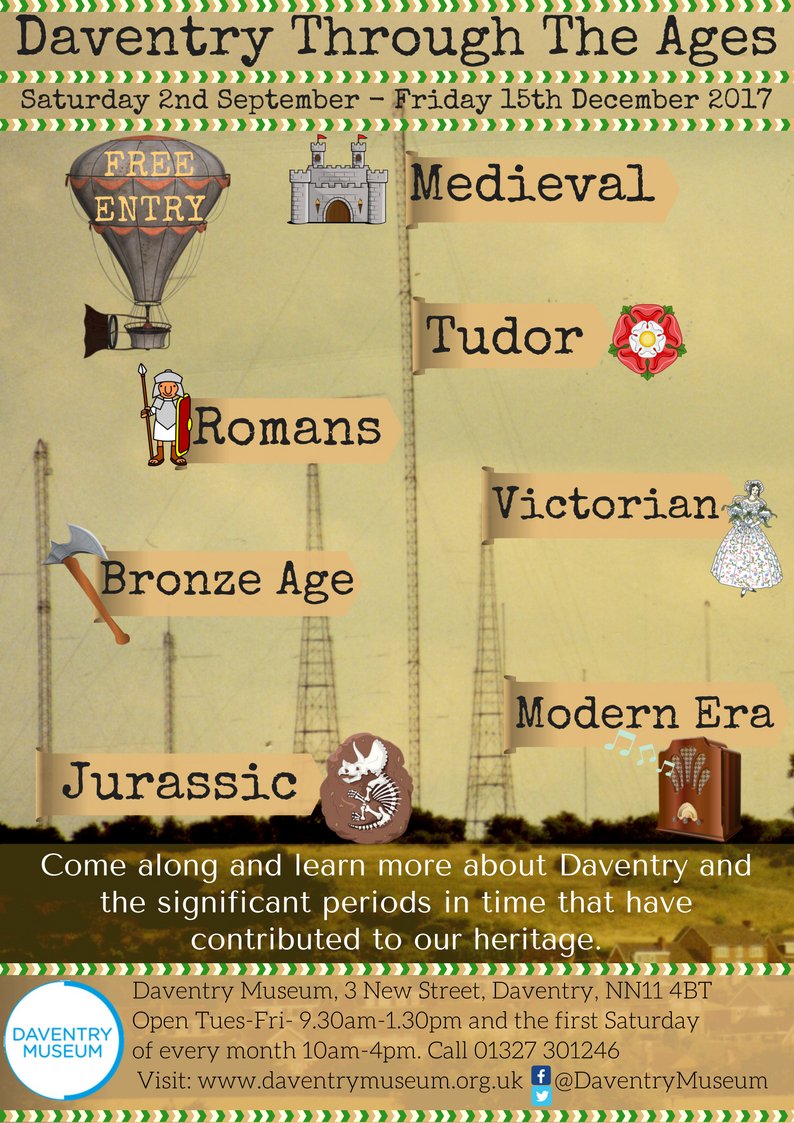This Thursday, Friday &amp; Saturday pop along to the Museum as part of <a href="/heritageopenday/">Heritage Open Days</a> #Daventry #hod2017 @Daventry_TChttp://ow.ly/I08630eRAvS