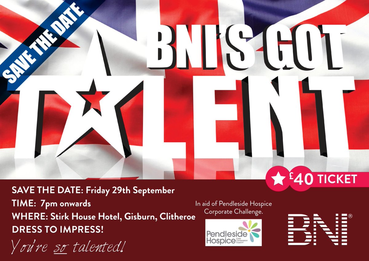 BNI_Diamond's tweet photo. BNI's Got Talent!!
Book your tickets here today https://t.co/2ZYCbA6R0O
It is set to be a fantastic evening for a great cause!! https://t.co/hZ59d0Redn