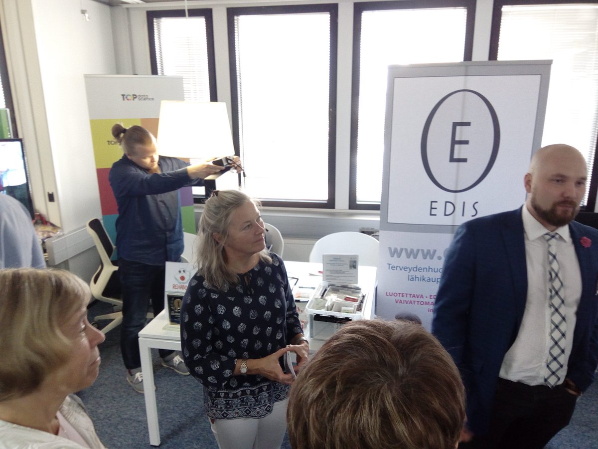 healthinnovlge's tweet photo. Villagers Pharmasight, Lullame, Health Operator & others
chatting with @EloHelsinki & @helsinginsote delegation, showing their products: https://t.co/dDhhS8IWAv
