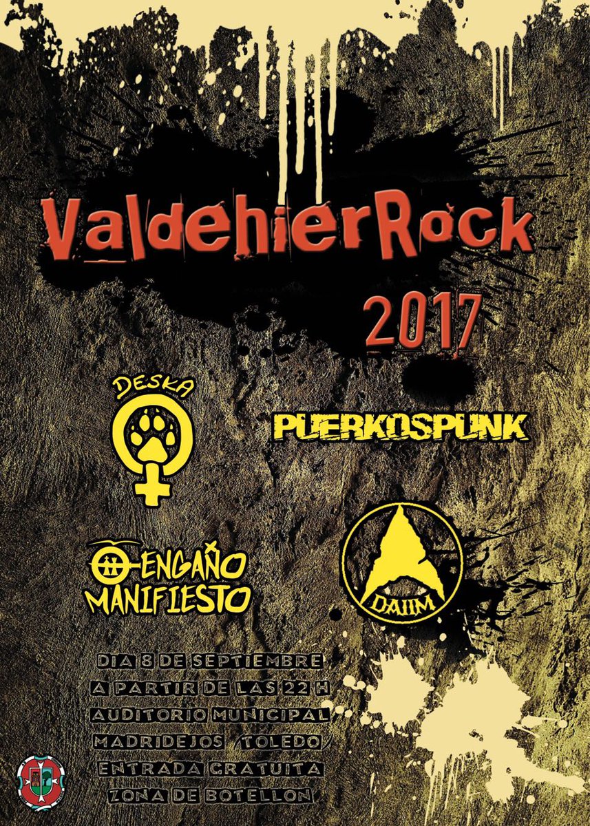 DAIIMRockBand's tweet photo. Os esperamos a todos el día 8 de septiembre en el auditorio de Madridejos de con nuestros compañeros de @PuerkoSpunk , @e_manifiesto #deska https://t.co/YS5hhEUfLd