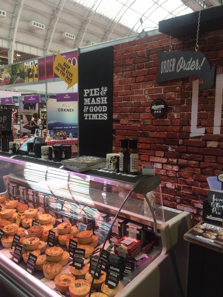 pieminister's tweet photo. Come find us at #SFFF17 & grab a tasty snack for lunch π#pielunch @Speciality_Food https://t.co/2fxUXAY9ZS