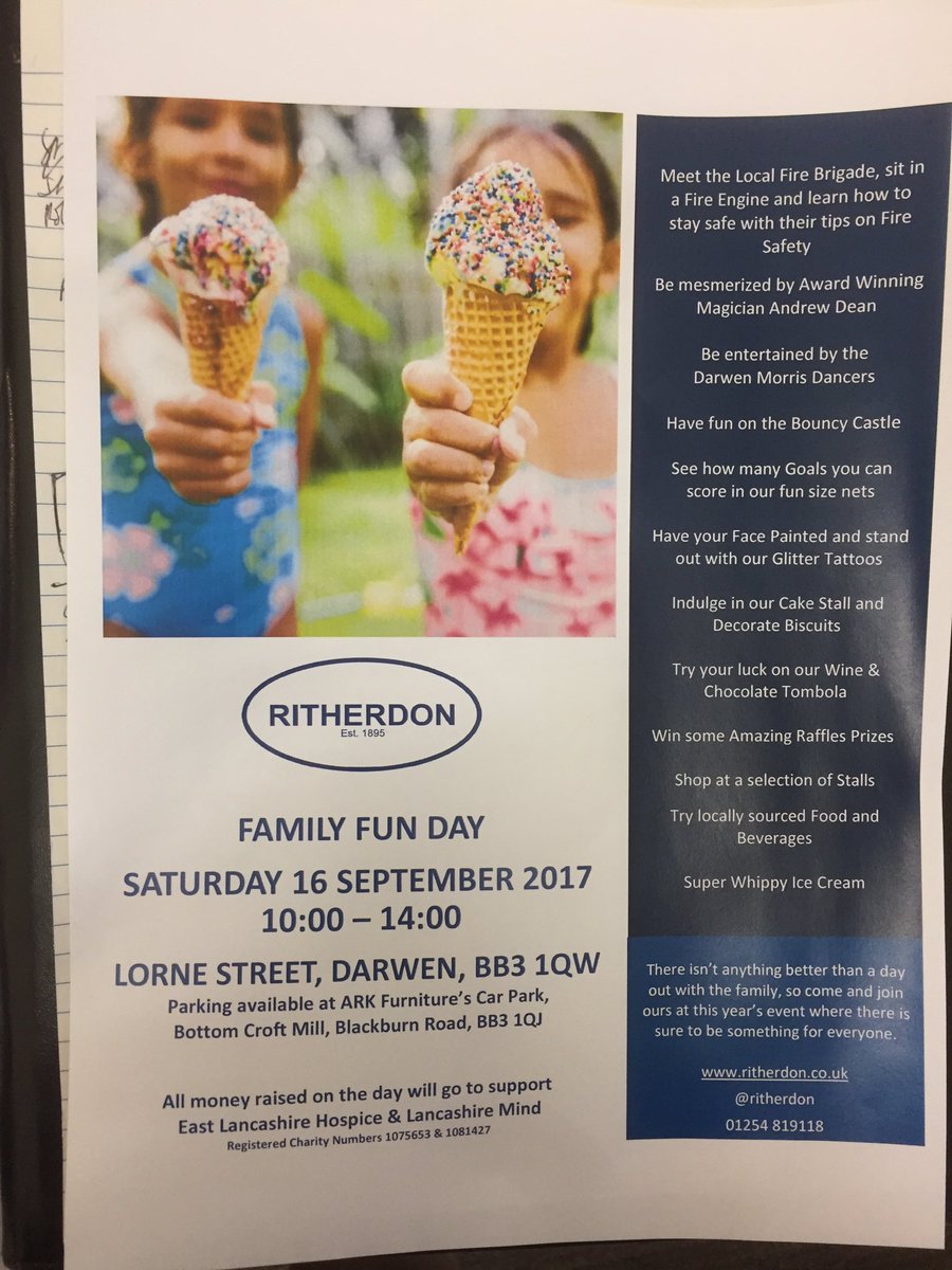Family Funday this Saturday organised by @Ritherdon - 10-2pm Lower Darwen- raising funds for <a href="/elhospice/">East Lancashire Hospice</a> &amp; <a href="/LancsMind/">Lancashire Mind</a>