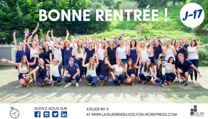 lAtelierRH's tweet photo. Les étudiants de la 11ème edition L'Atelier de l'IGS-RH Lyon vous souhaitent une excellente rentrée !  
RDV le 21 sept 2017 ! https://t.co/c14bRotzw6