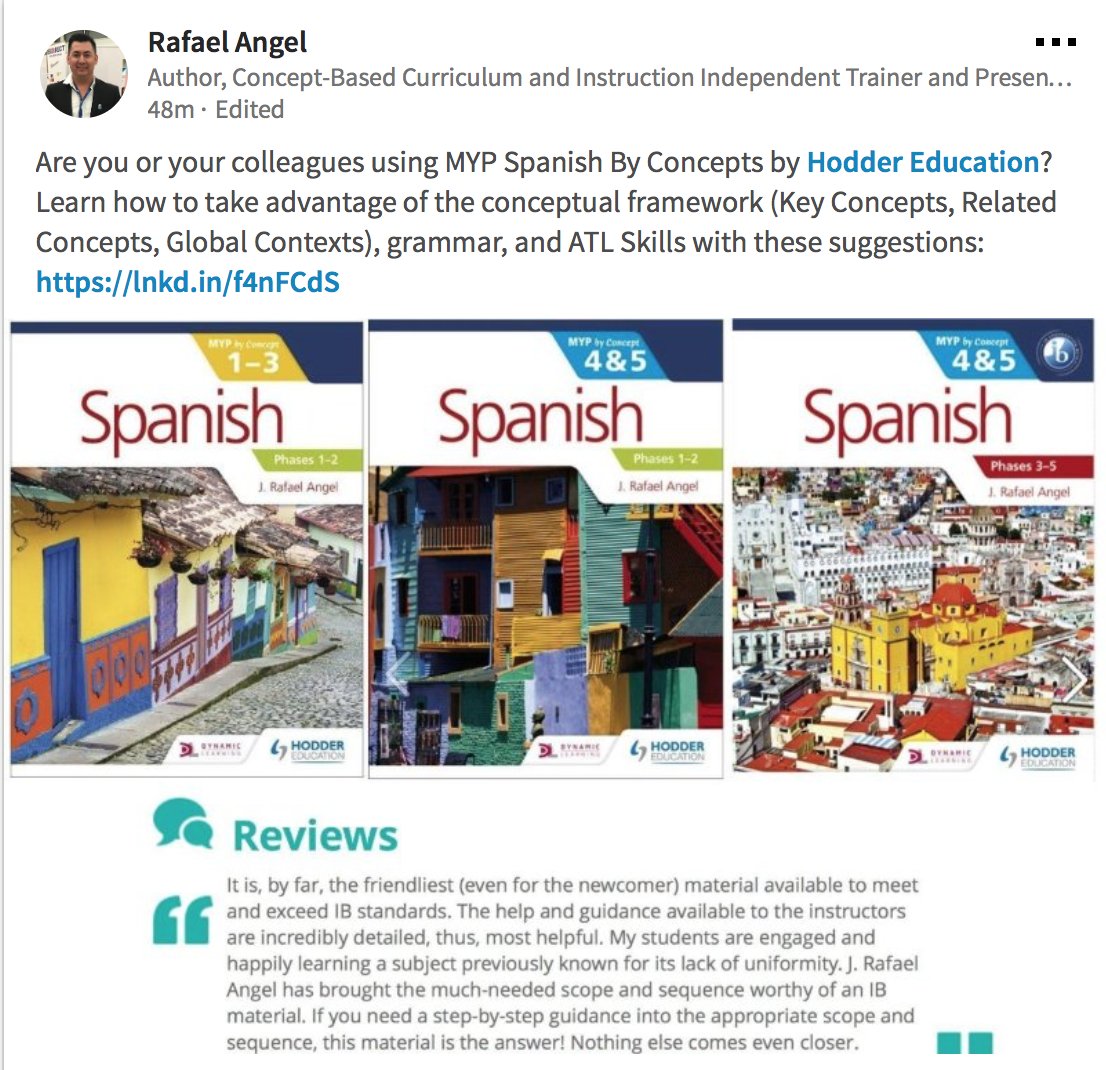 JRafaelAngelM's tweet photo. MYP Spanish #ByConcept users, here is some support on how to use the series, &amp; make the most of conceptual framework https://t.co/zYIAHPFojE https://t.co/bibfT2EU94