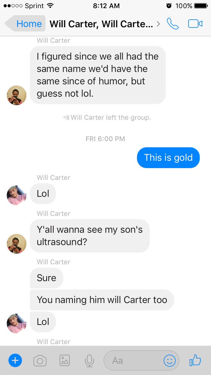 WillyCarts's tweet photo. So the other day this guy Will Carter made a group with a bunch of other Will Carters n somehow it led to ultrasound pics of his unborn son https://t.co/3rqwmVtDO1