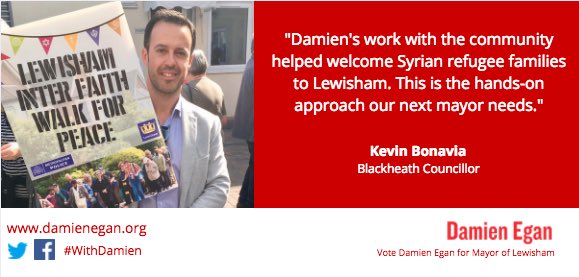 kevinbonavia's tweet photo. I've voted #1 for @damienegan as Labour candidate for Mayor of Lewisham. I've seen Damien get results working in our community. #WithDamien https://t.co/u0GR1UQVzw